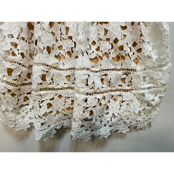 Wyatt Correction Women's Crochet Lace Floral Dress Stretch Size M White Back Zip - Picture 8 of 14